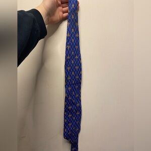 Brioni Fleur De Lis Pattern Neck Tie Blue / Gold